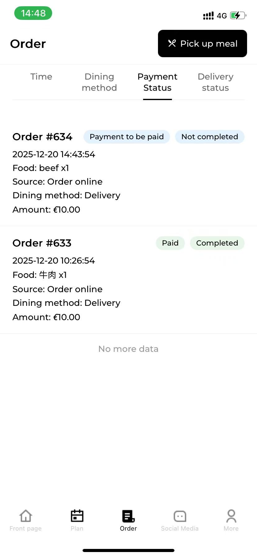 Mobile App Order Management